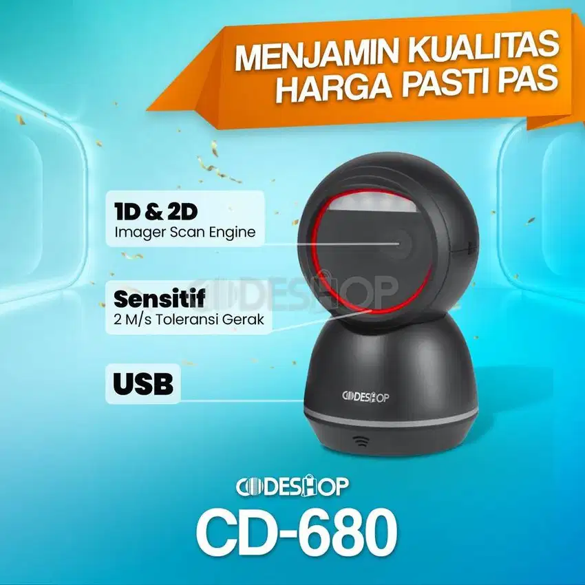 Codeshop CD-680 Barcode Scanner 1D 2D QRcode Garansi Resmi