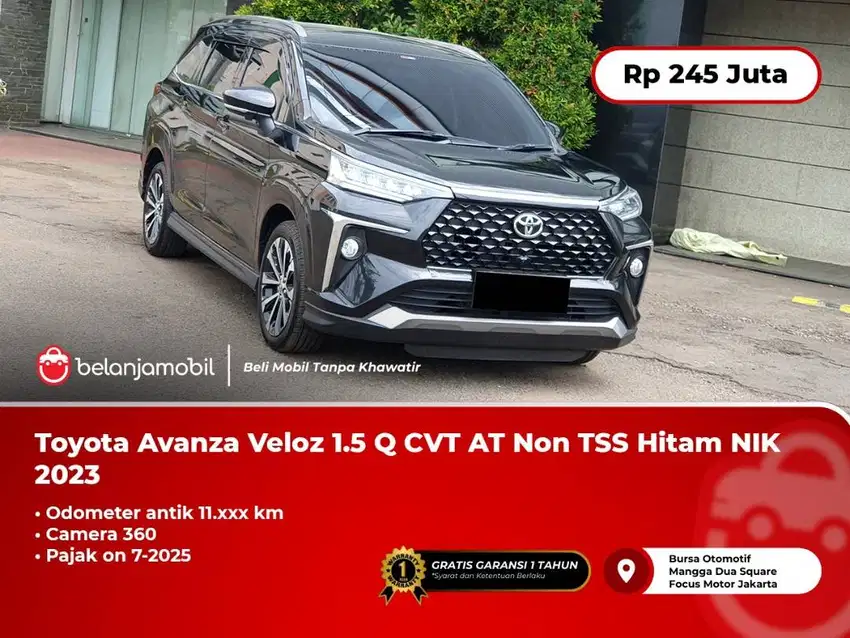 [LOW KM 11RB] Toyota Avanza Veloz 1.5 Q CVT AT Non TSS Hitam NIK 2023