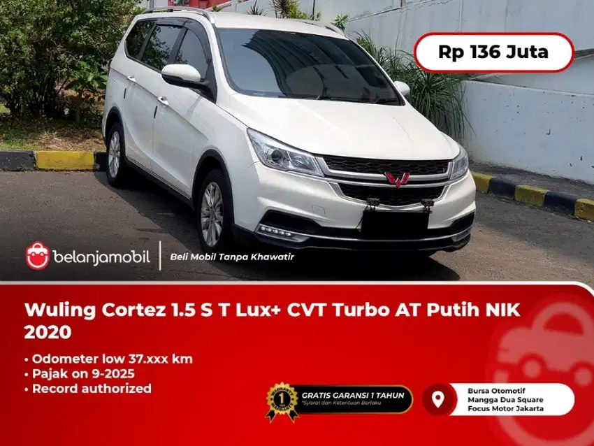 [ LOW KM ] Wuling Cortez 1.5S T Lux+ CVT Turbo AT Putih 2020/2021