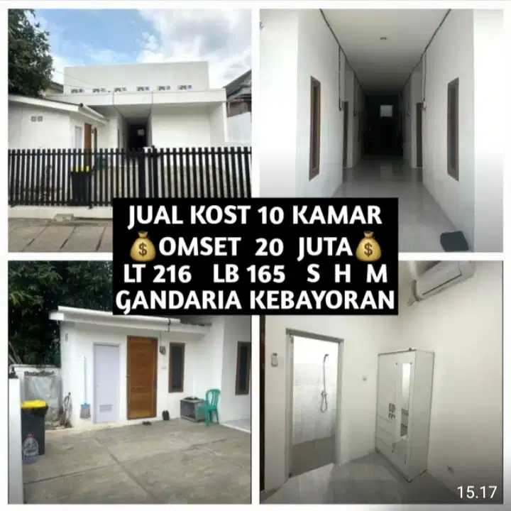 JUAL KOS KOST KOSAN KOSTAN 10 KAMAR DI GANDARIA UTARA KEBAYORAN BARU