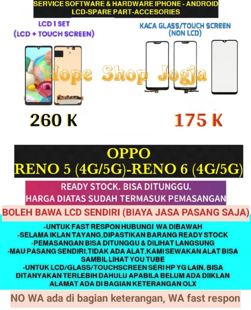 Service HP/Baterai-Touchscreen-LCD OPPO RENO 5 (4G/5G)-RENO 6 (4G/5G)