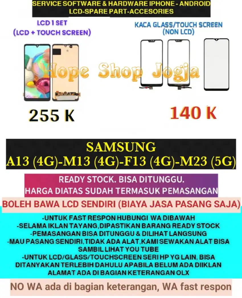 Service HP-Baterai/Touchscreen-LCD SAMSUNG A13 (4G)-M13 (4G)