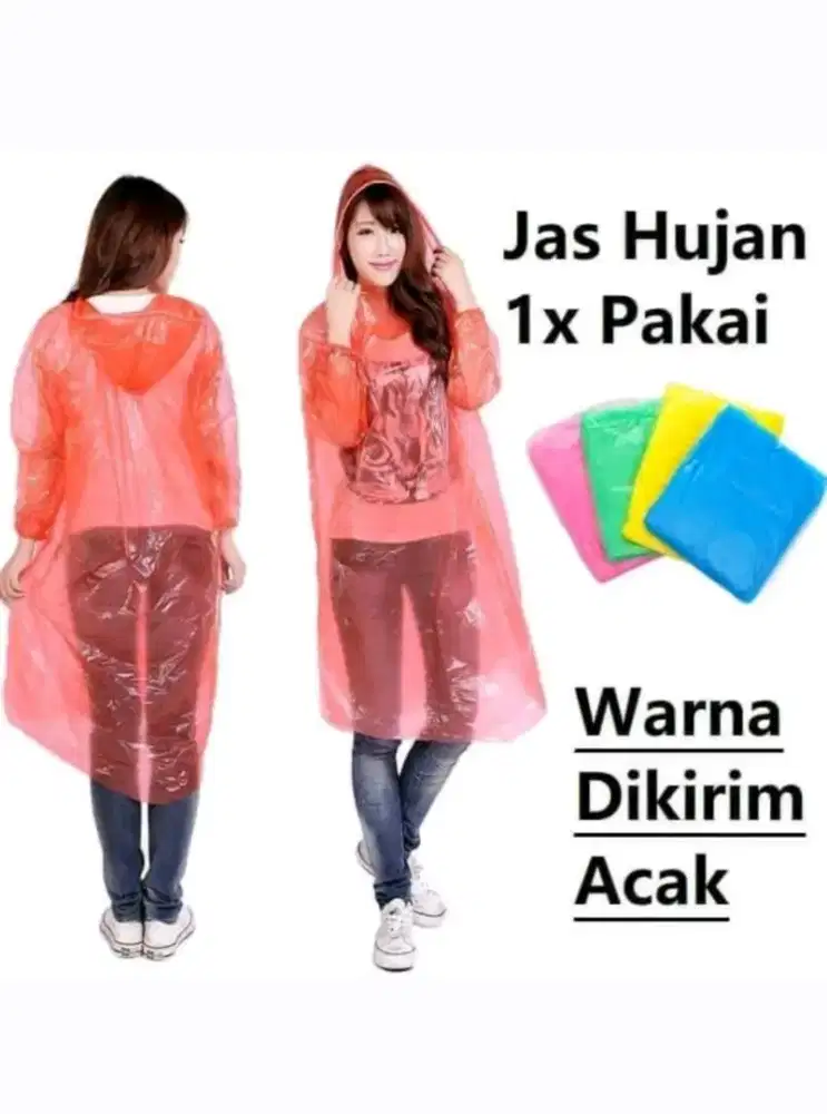 1x jas hujan rain coat tipis sekali pakai