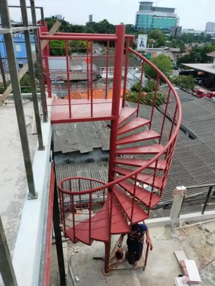 Pemasangan tangga rebah industrial tangga putar #544