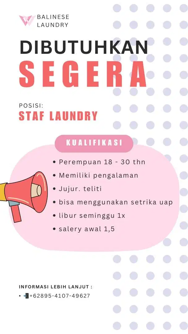 Lowongan kerja laundry