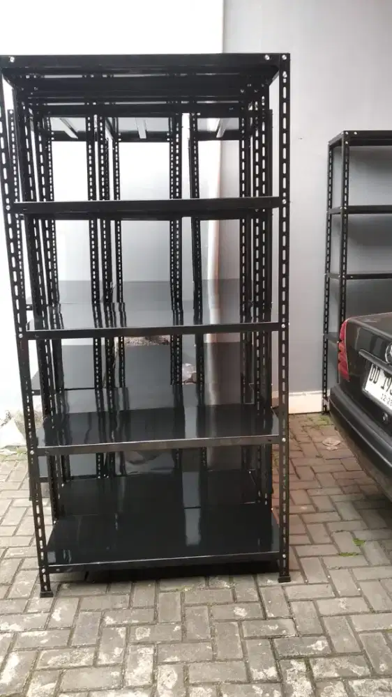 rak besi susun hitam multi fungsi bandung