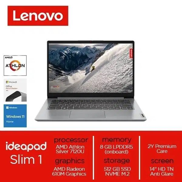 Lenovo IdeaPad 1 14AMN7 6UID Athlon Silver 7120U 8GB 512GB WIN11 OHS21