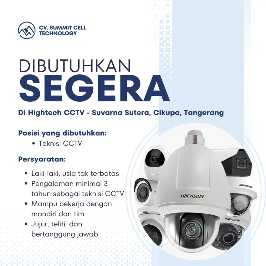 LOWONGAN KERJA TEKNISI CCTV - Suvarna Sutera