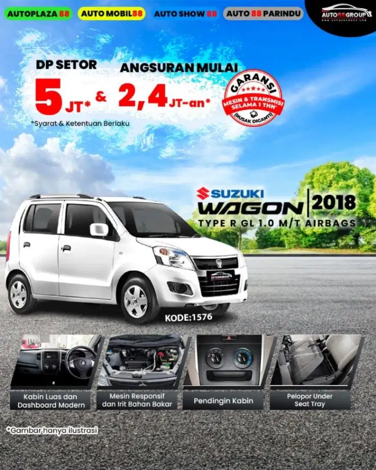 SUZUKI WAGON (PUTIH) TYPE R GL AIRBAGS 1.0 M/T (2018)