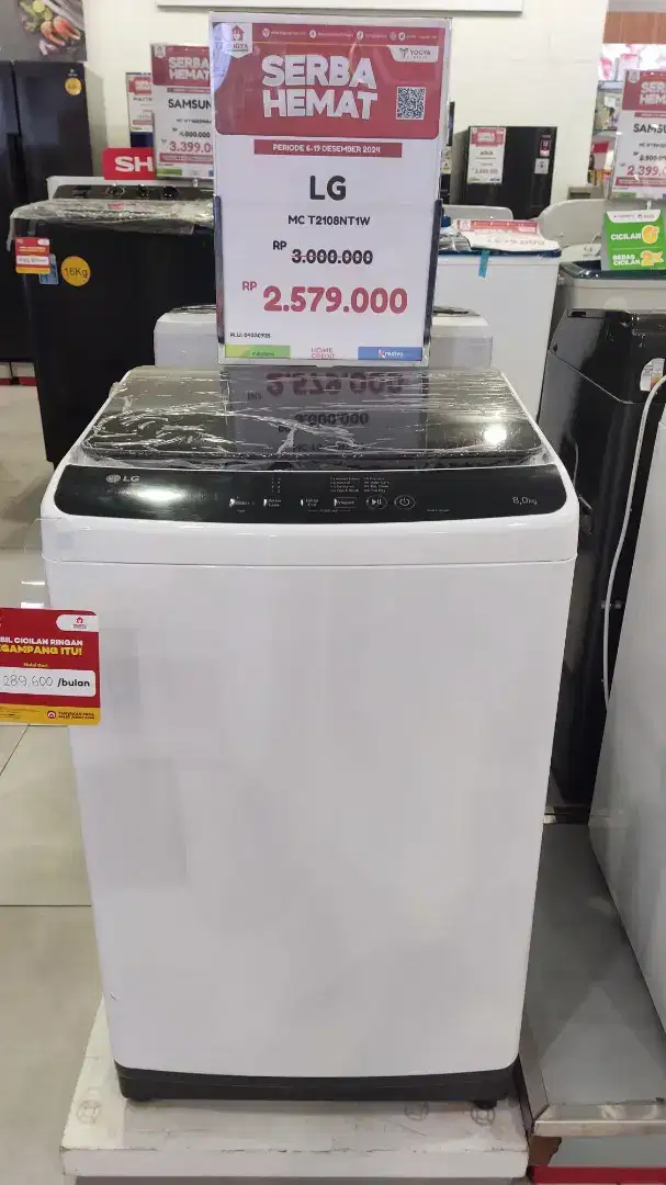 Mesin Cuci 1 Tabung LG T2108NT1W top load 8 kg cash/kredit promo dp 0%