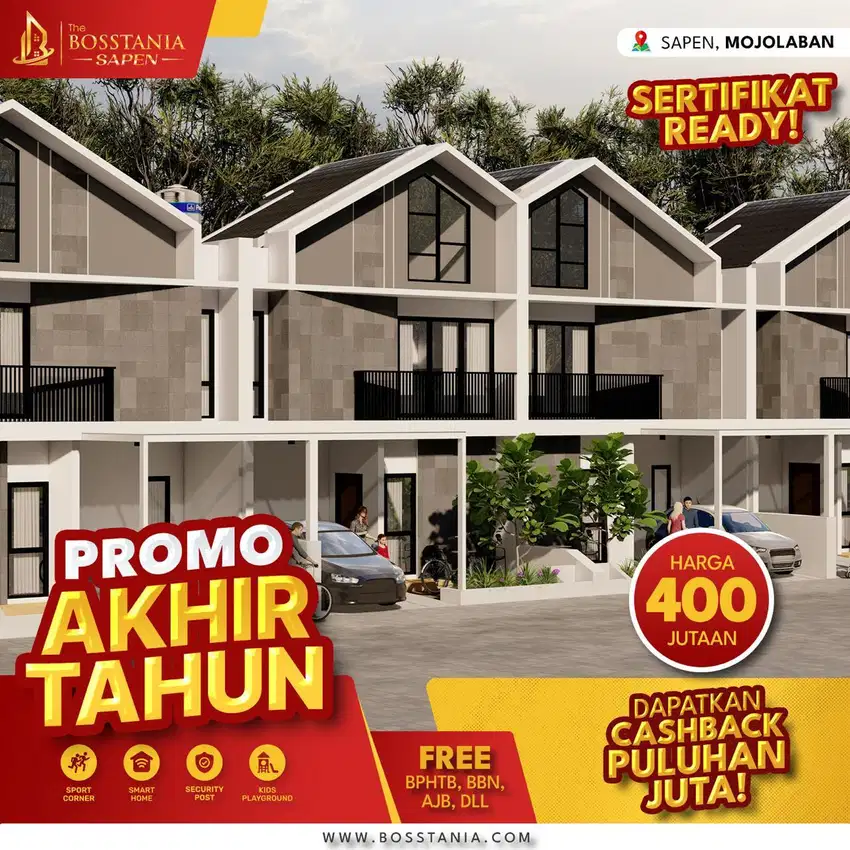 Promo Desember ( rumah 2 lantai barat Alun-Alun ) cuma 500 Jutaan