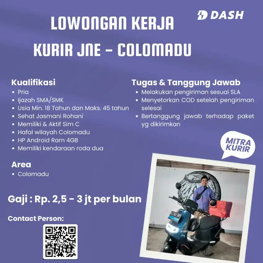 Lowongan Kerja Kurir Paket JNE Colomadu