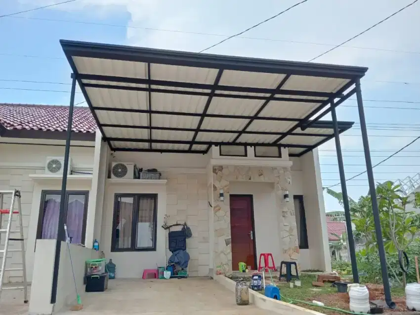 Kanopi rangka tunggal motif profil atap alderon rs