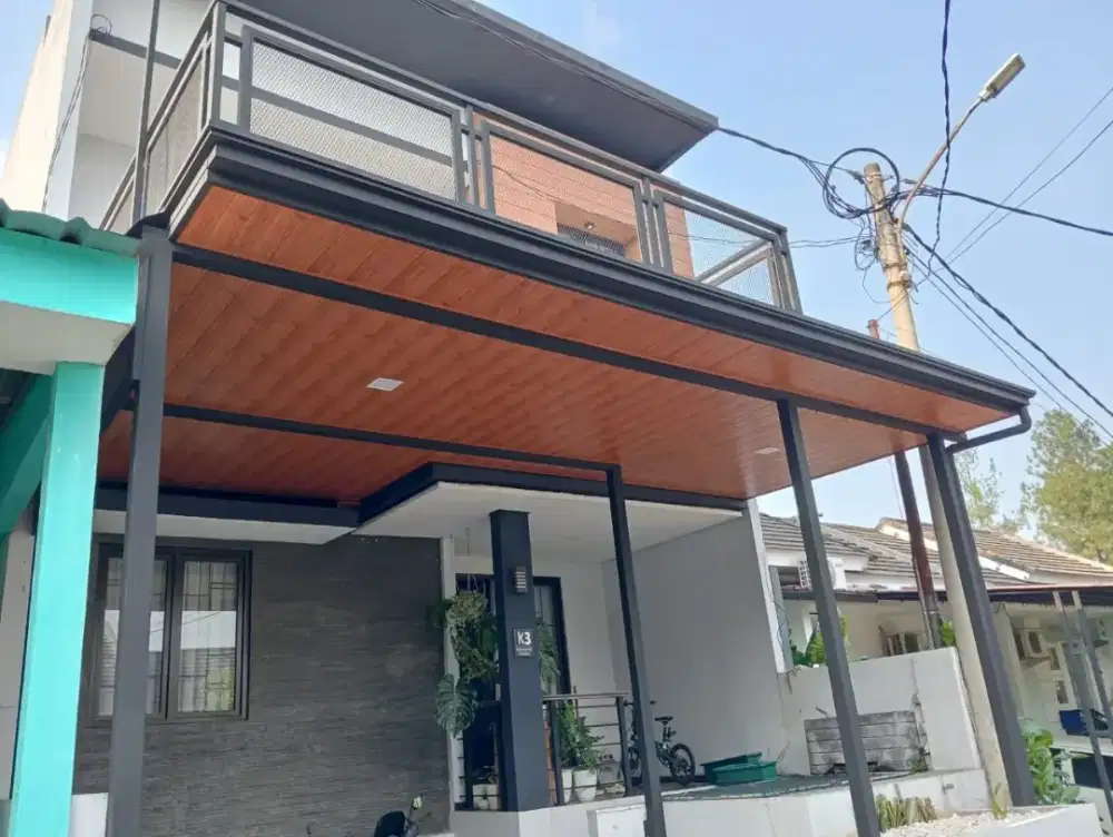 Kanopi paket lengkap atap alderon+plafon pvc laminate