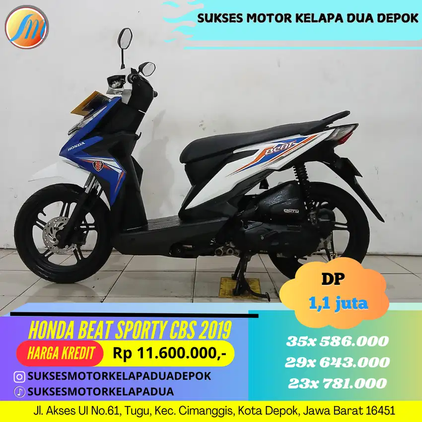 Honda BEAT FI SPORTY CBS 2019 CASH/KREDIT SURAT LENGKAP SIAP PAKAI