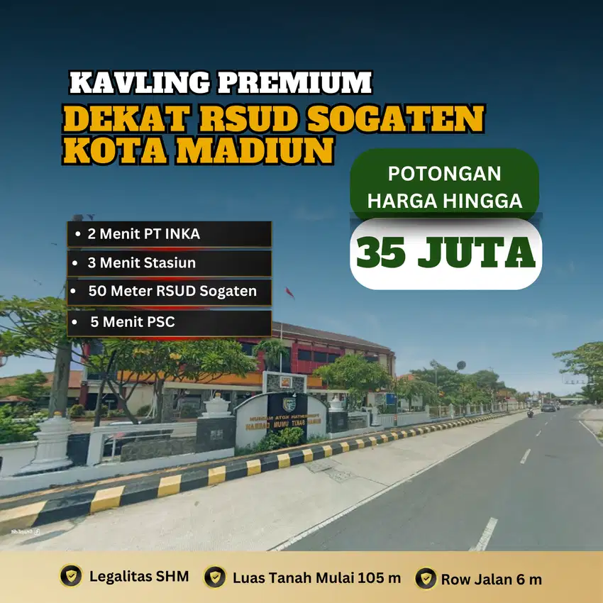 Dijual Kavling Strategis Dekat RSUD Sogaten Kota Madiun