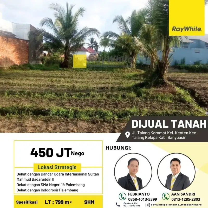 di jual tanah luas 799m2  murah dan strategis samping perumahan