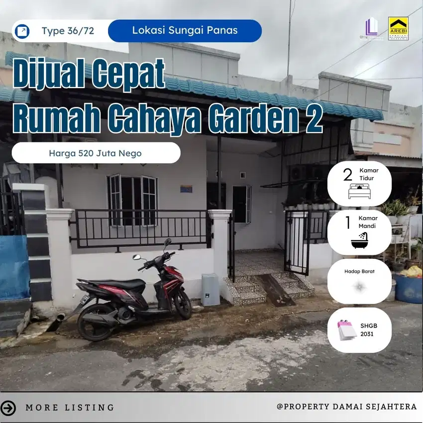 Dijual rumah cahaya garden 2 Sei Panas Bengkong