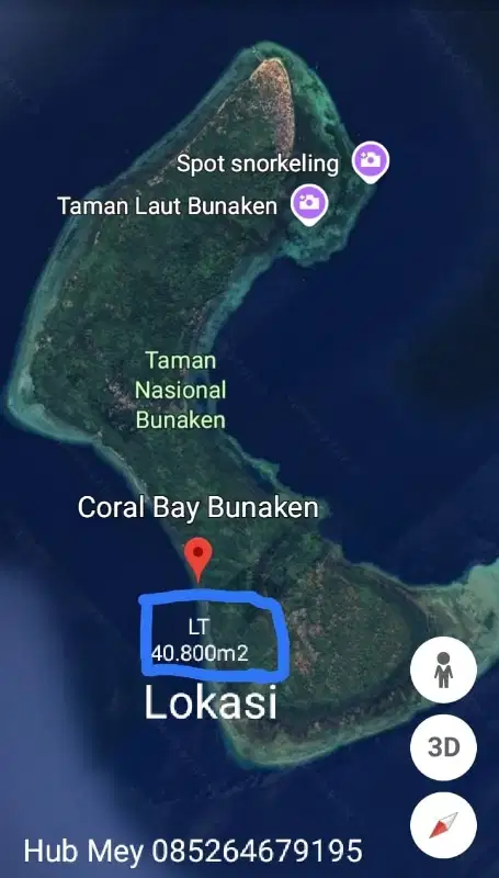 Tanah Pantai Pasir Putih di Bunaken