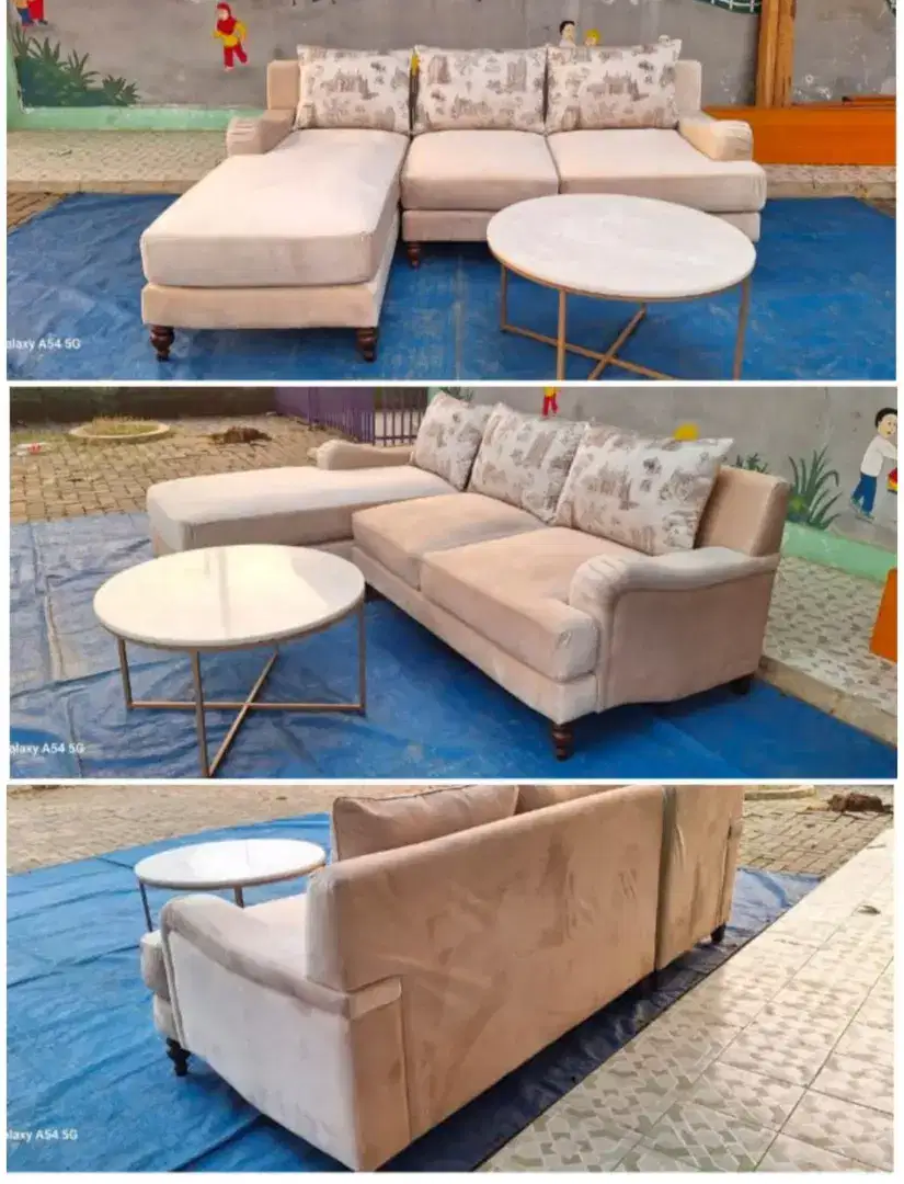 SOFA L ROSE WOOD TANPA MEJA