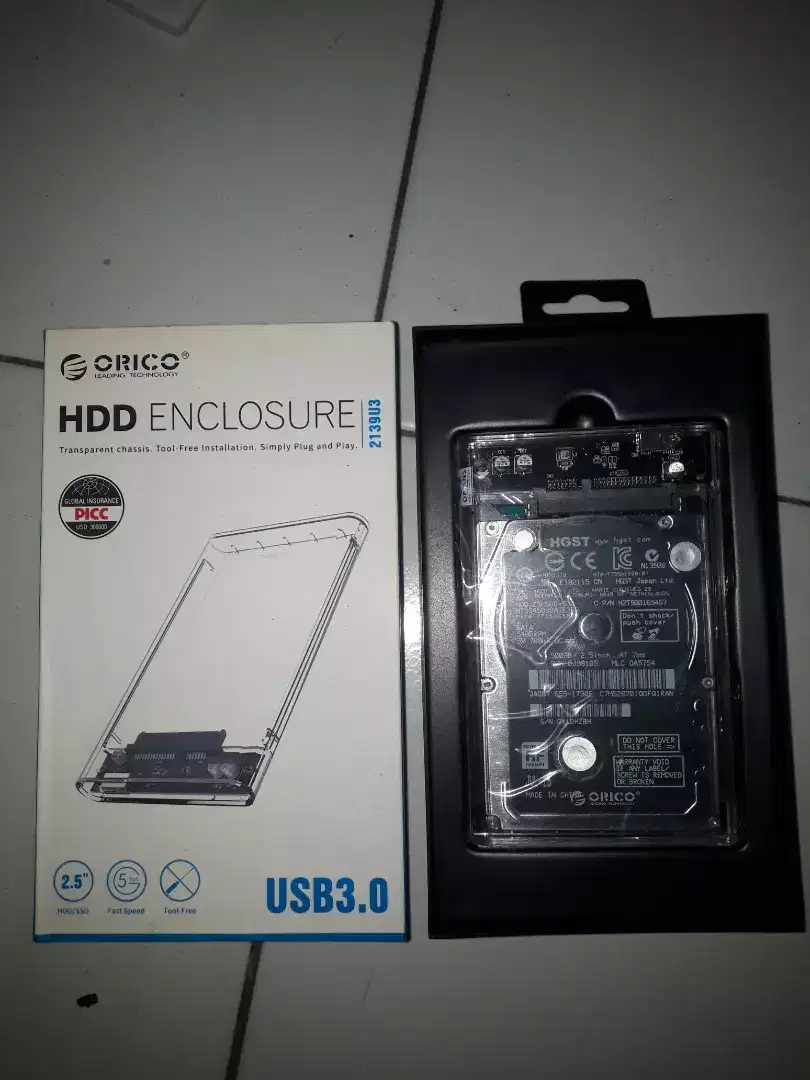 Orico 2.5 inch Hard Drive HDD Enclosure USB3.0 - 2139U3 & Hardisk