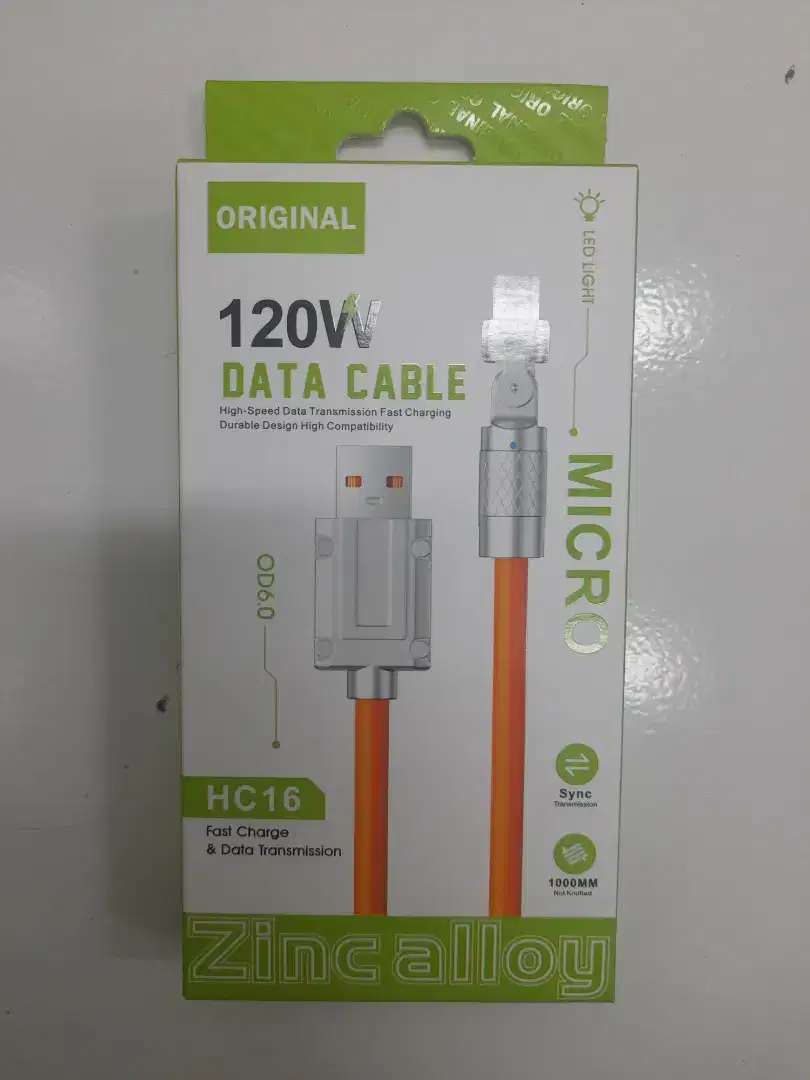 Kabel Data Silicon/USB Micro 120watt Ori Oem Bergaransi