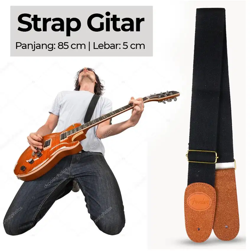 Tali Strap Gitar Fender (Gitar Akustik / Elektrik). Strap Tali Gitar.