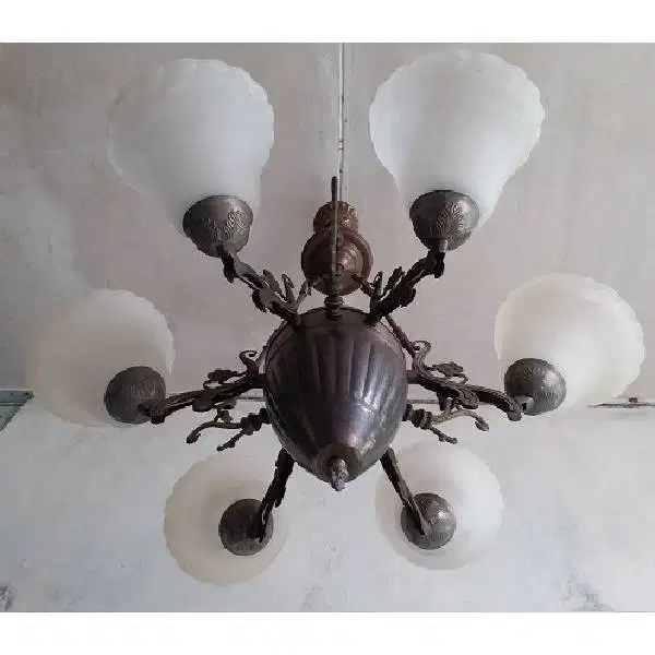 Vintage antik art deco lampu gantung Napoleon bahan besi kap marmer er