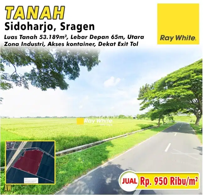 Dijual Tanah Murah Zona Industri 2,5 KM dari Exit Tol Sragen