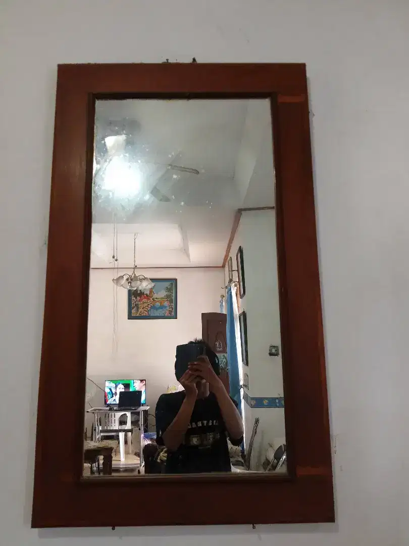 Kaca Besar Kayu Jati asli