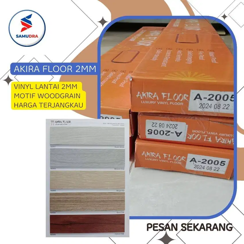 vinyl flooring akira 2mm harga termurah dengan 10 motif kayu