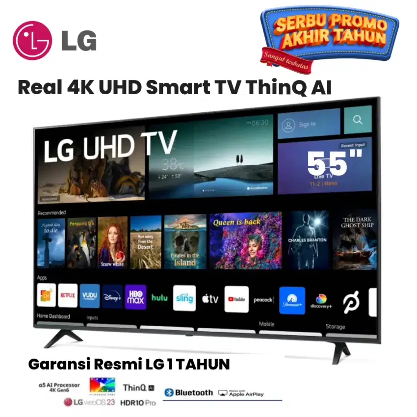 LG Real 4K UHD 55UQ7500 Smart TV ThinQ AI HDR10 PRO - 55 Inch Dolby+