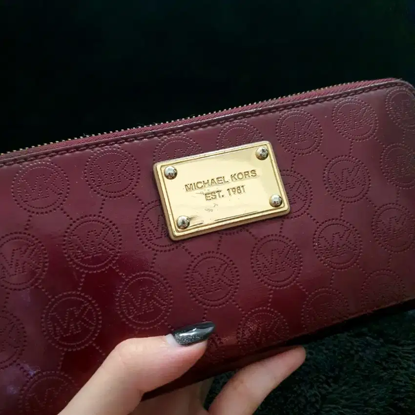 Michael Kors wallet dompet burgundy monogram Authentic Original