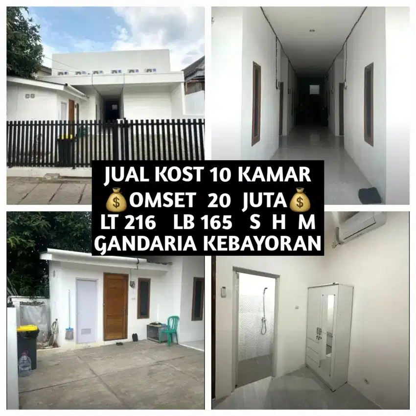 JUAL KOS KOST KOSAN KOSTAN 10 KAMAR DI GANDARIA UTARA KEBAYORAN BARU