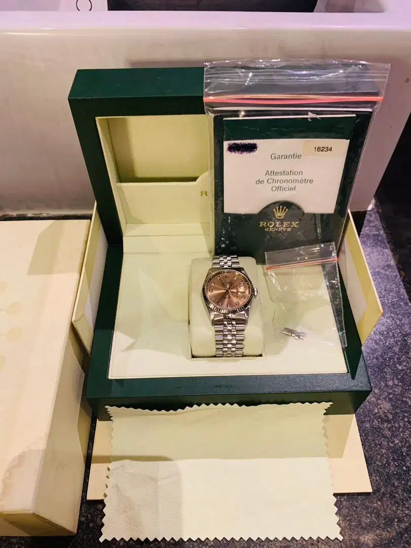 Rolex 16234 datejust salmon diamond dial 36 mm ,2005 Fullset box&paper