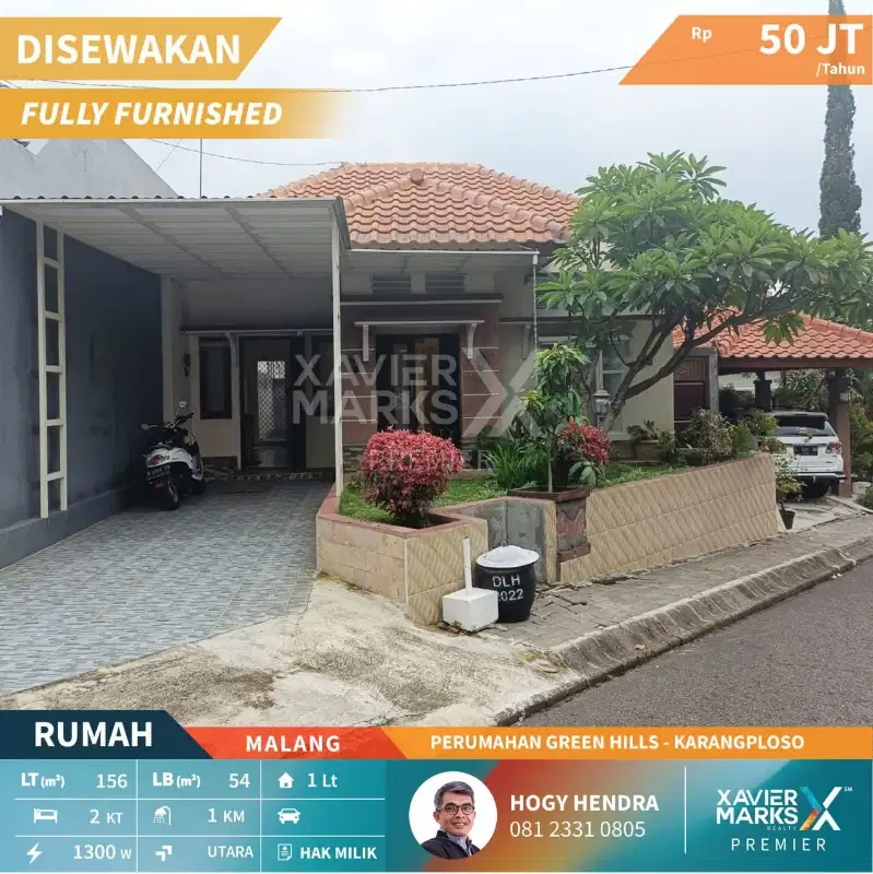 DISEWAKAN RUMAH di Perumahan Green Hills - Karangploso, Malang