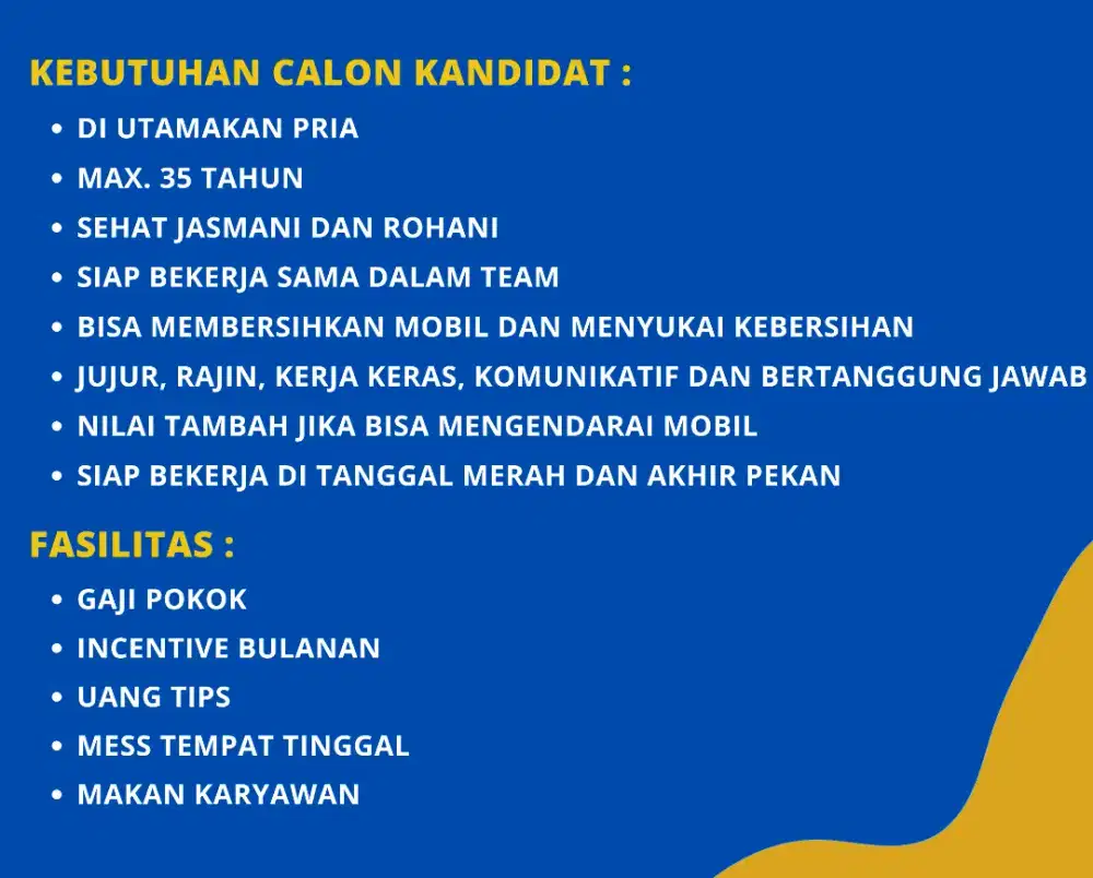 Di Buka Lowongan Pekerjaan Steam Mobil