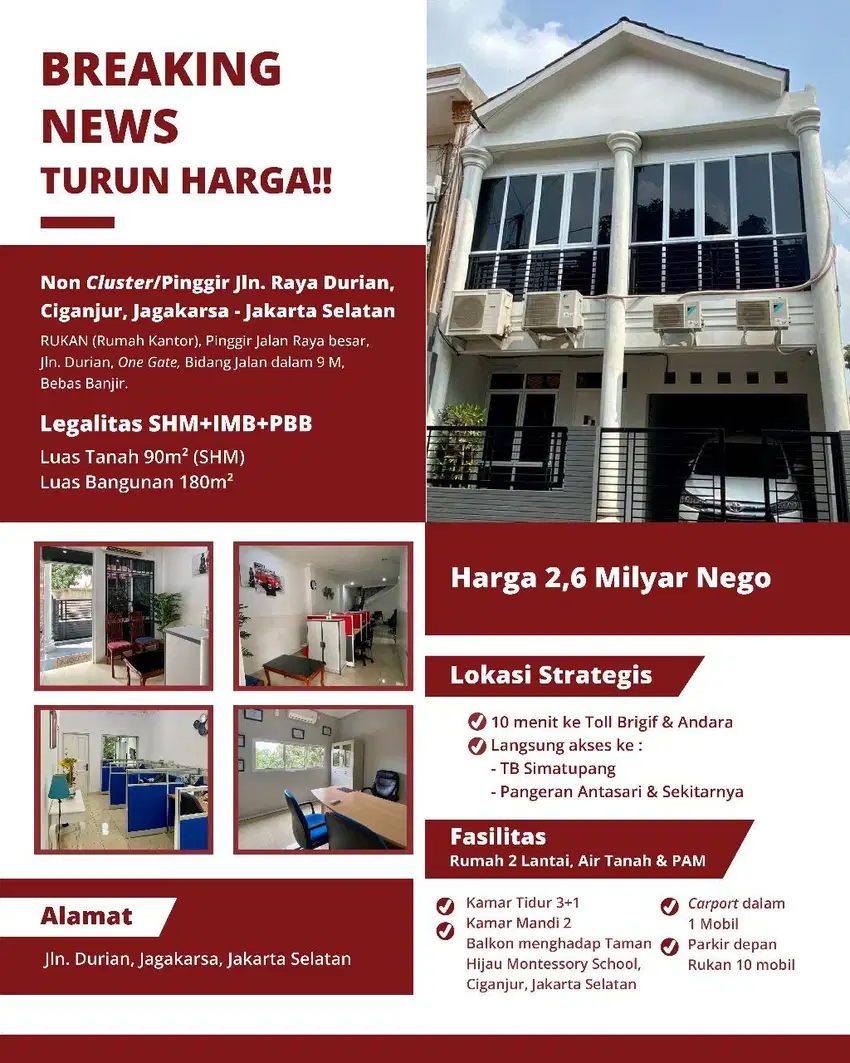 Dijual Rumah Jl Durian Jagakarsa