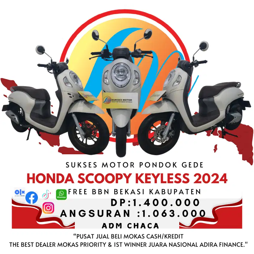 HONDA SCOOPY KEYLESS TAHUN 2024 DP 1.400 FREE BBN BEKASI KABUPATEN