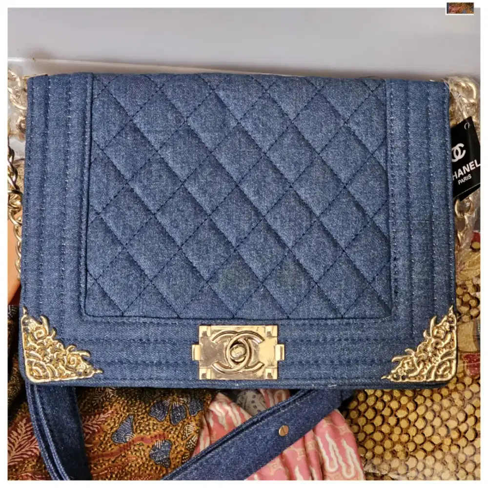 Tas selempang jins denim premium