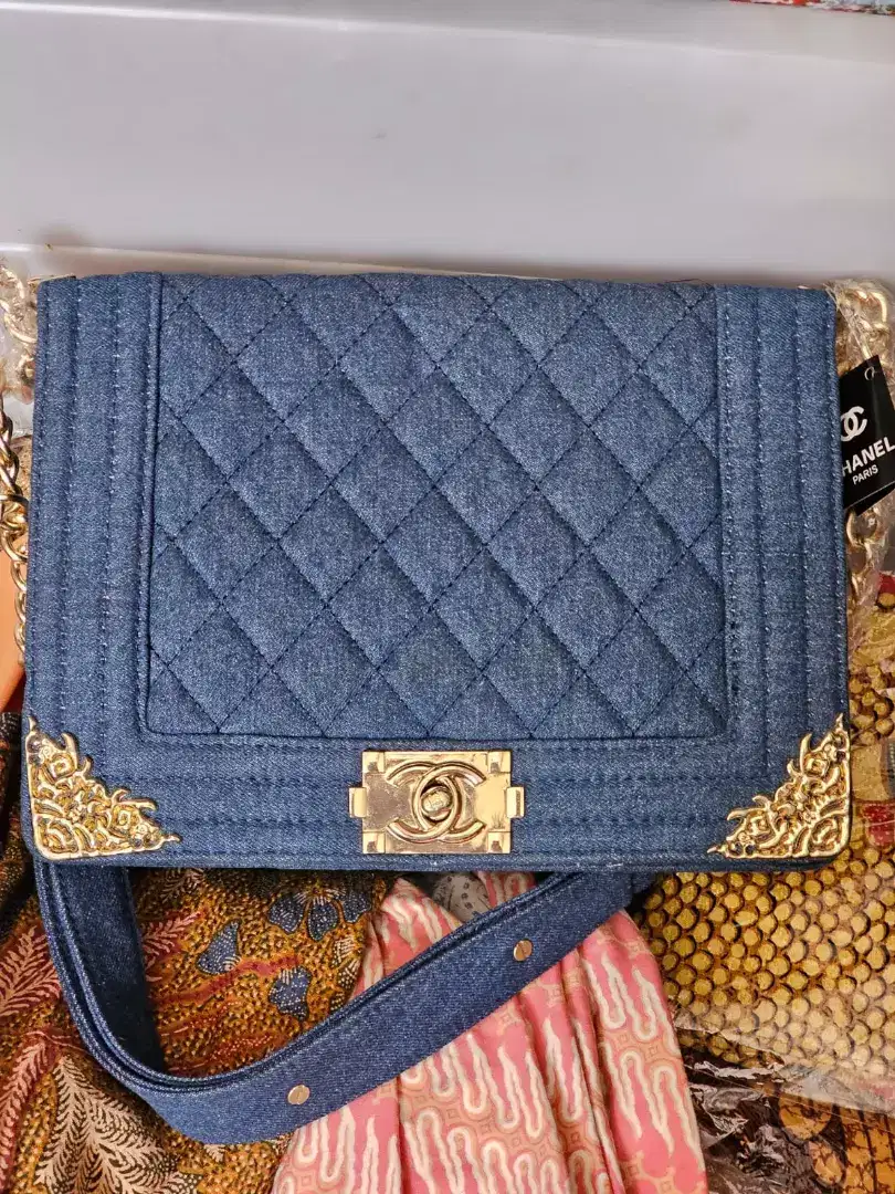 Tas selempang denim premium sale