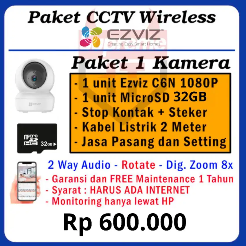 Paket Cctv 1 Kamera Smart Wifi Camera