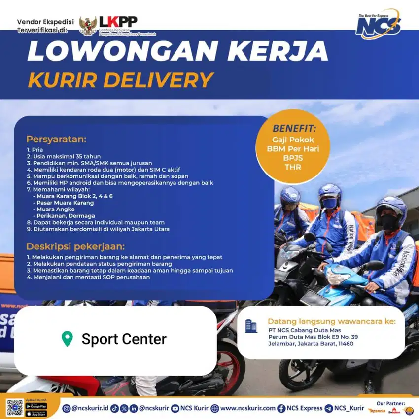 LOWONGAN Kurir Motor & Staff Leader