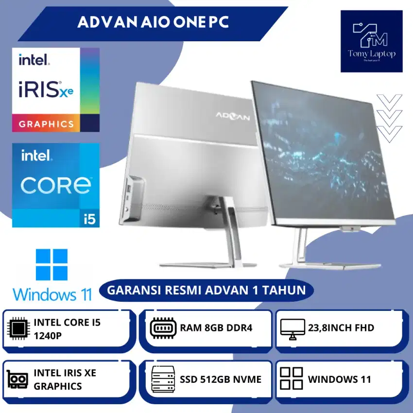 ADVAN AIO ONE PC INTEL CORE I5-1240P IRIS XE RAM 8GB SSD512GB 23,8INCH