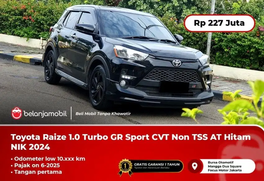 [ LOW KM ] Toyota Raize 1.0 Turbo GR Sport CVT AT Hitam NIK 2024/2023