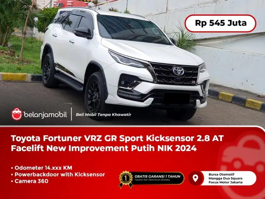 [LOW KM] Toyota Fortuner VRZ GR Sport Kicksensor 2.8 Putih 2023/2024