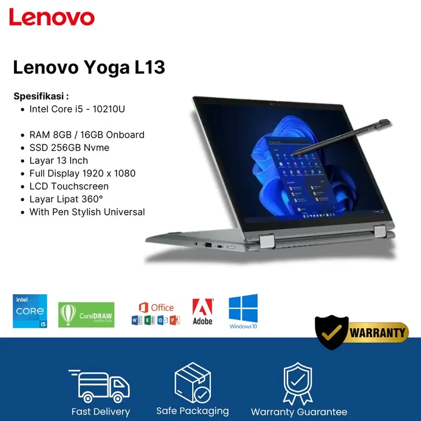 Lenovo Thinkpad L13 Yoga Core i5 Gen10 Ram 8-256Gb Touchscreen R-RTV