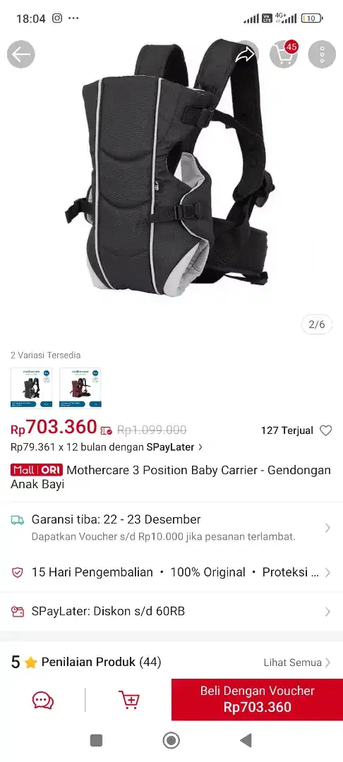 Gendongan mothercare preloved