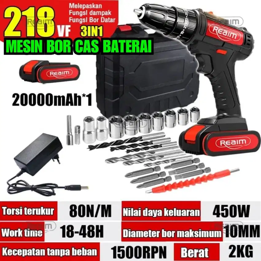 Bor listrik cas impact drill cordless electric drill bor electric batr