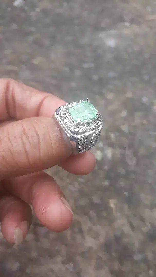 Batu Permata Zamrud Columbia Natural Ring 7 Handmade